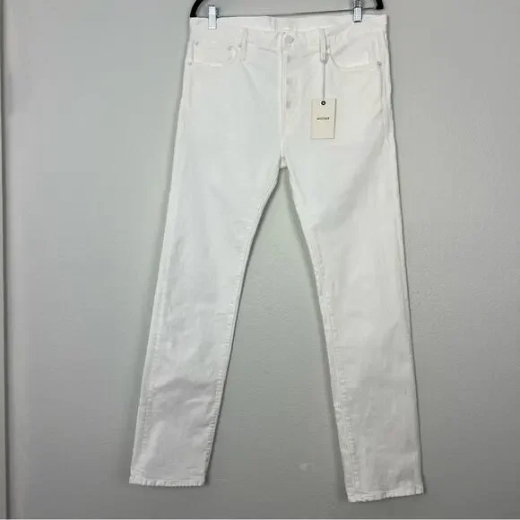 MOTHER MR | NEW Tooth & Nail The Neat White Jeans Straight Leg Neutral Summer 36 - Picture 2 of 13